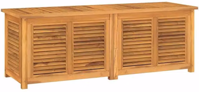 Berkfield Home Garden Storage Box with Bag in Brown Solid Teak Wood, W/D/H: 150 x 50 x 53 cm