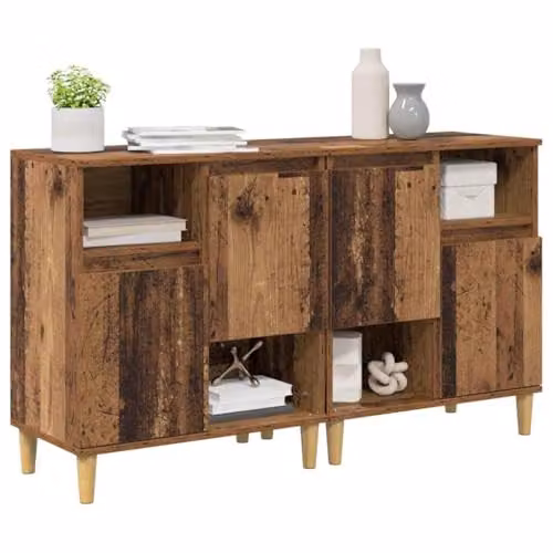 vidaXL Set of 2 Modern Sideboards in Brown Old Wood, W/D/H: 60 x 35 x 70 cm