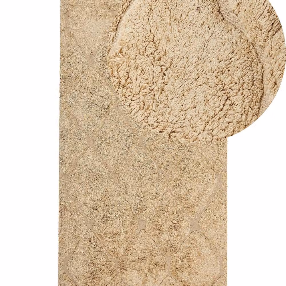 Wyld and Coco Moroccan Beige Cotton Hand-Tufted Rug with Fringes, W: 80 cm, L: 150 cm – 2