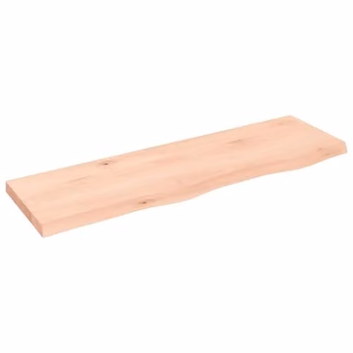 vidaXL Wall Shelf in Untreated Solid Oak Wood, Natural/Brown, W: 100 cm, D: 30 cm, H: 2-4 cm – 1