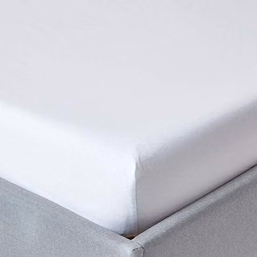 Homescapes White Egyptian Cotton Percale Fitted Sheet, Single, W/D/H: 90 x 190 x 30 cm