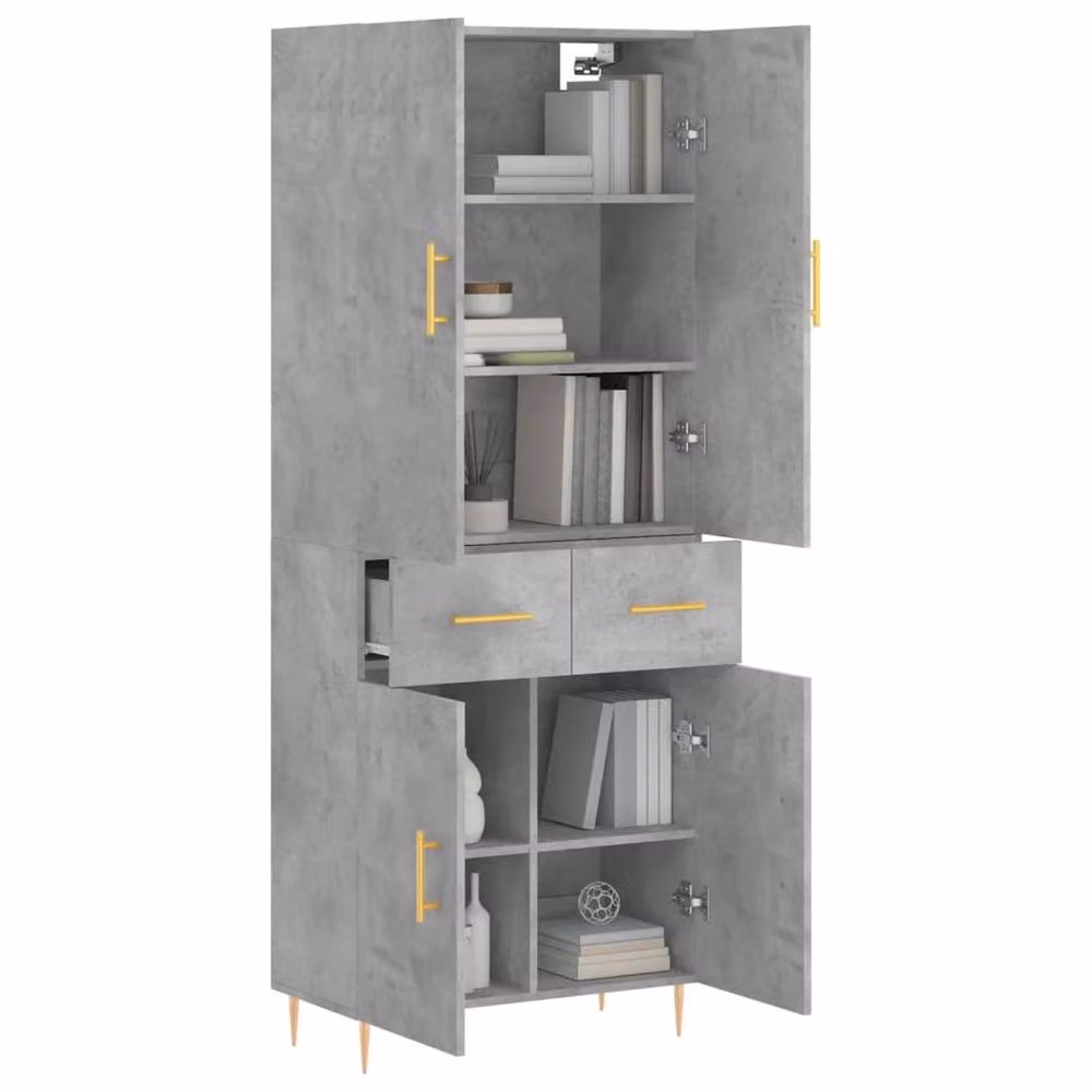 Berkfield Home Modern Highboard in Concrete Grey, W/D/H: 69.5 x 34 x 180 cm – 2