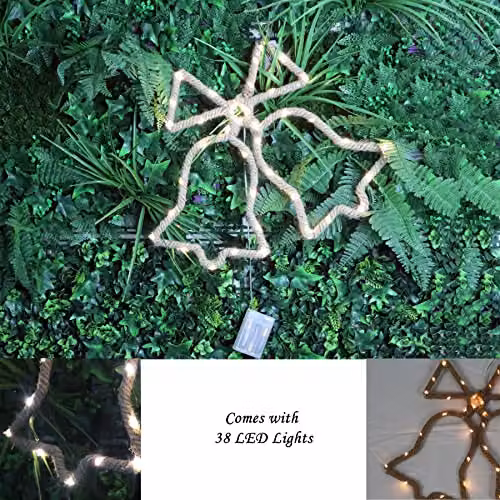 Shatchi Christmas Bells Silhouette LED Hemp Rope Lights, Brown – 2