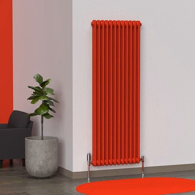 Lux Heat Vertical Coloured Column Radiator in Poppy Red, H 150 cm x W 56 cm