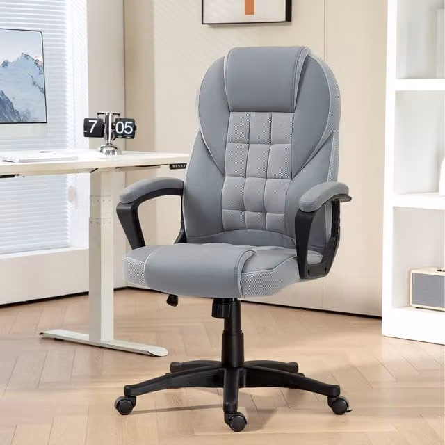 HOMCOM Grey Executive Office Chair with Adjustable Height and Armrests