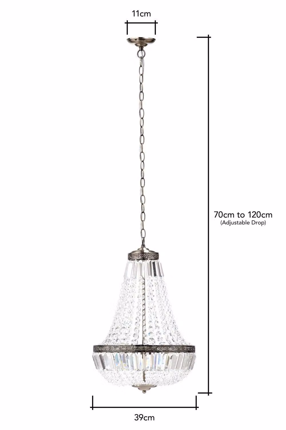 BHS Lighting Esmeralda Crystal Pendant Ceiling Light in Gold and Brass – 3