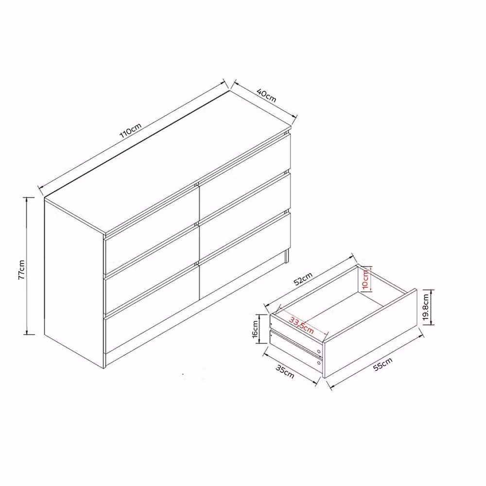 FORGEVIO 6 Drawer Chest of Drawers in Matt Black – 2