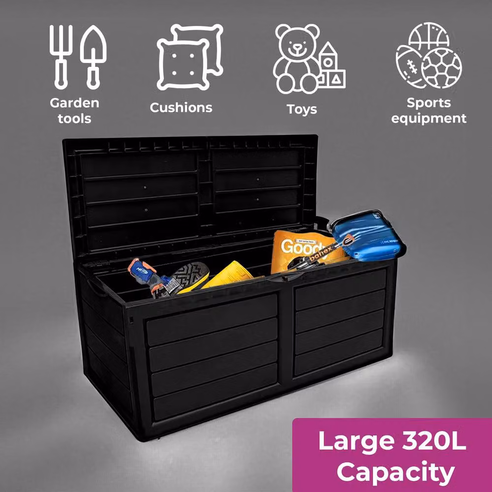 Neo Garden 320L Black Plastic Outdoor Storage Box – 3