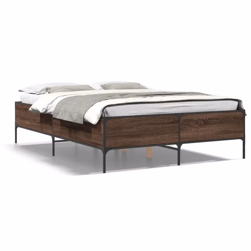 Berkfield Home King Size Bed Frame in Brown Oak with Drawers, 150 x 200 cm – 2