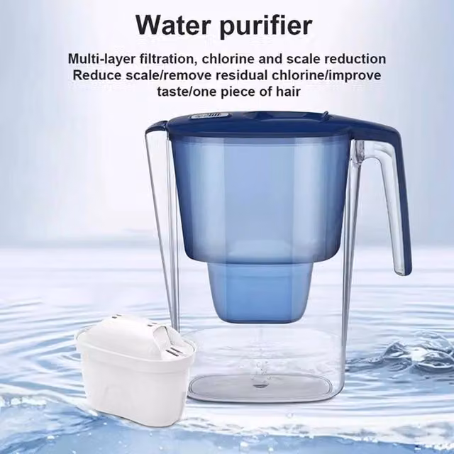 VOGREX Large Water Filter Jug with Cartridge, 3.6 l, Blue