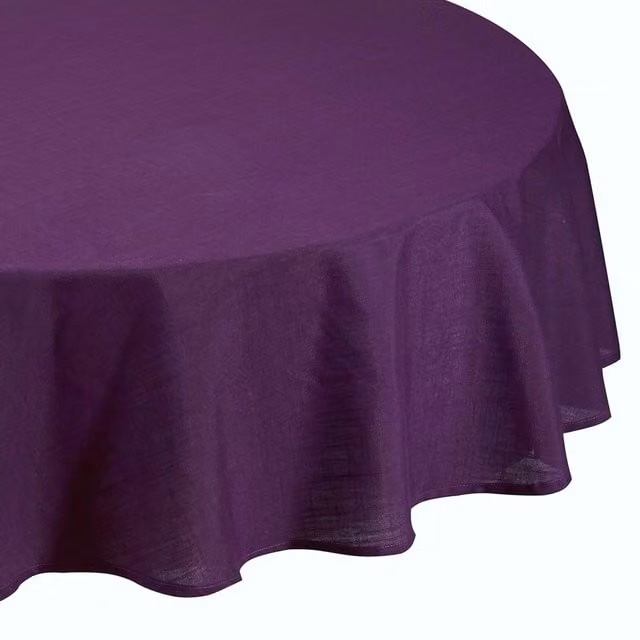 Kitchenwise Round Linen Look Slubbed Tablecloth in Purple (Diameter: 175.26 cm)