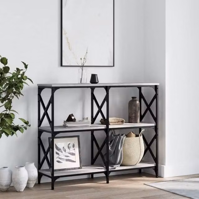 Berkfield Home Console Table in Grey Sonoma, W/D/H: 100 x 28 x 80.5 cm