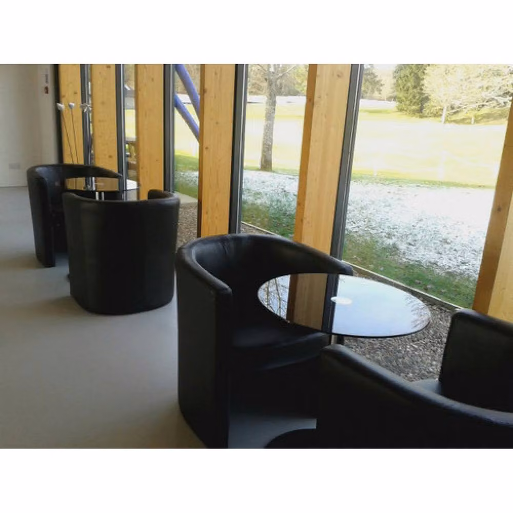 netfurniture Horizon Round Black Glass Poseur Table – 3