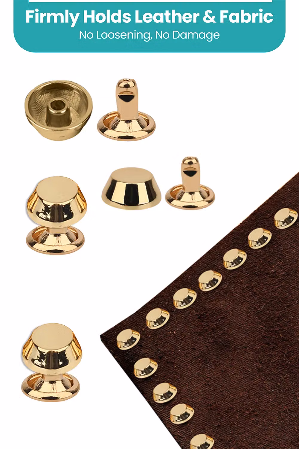Neel Blue Gold Metal Alloy Mushroom Feet Caps with 7mm Back Rivets, 12mm, 25 Pieces – 3