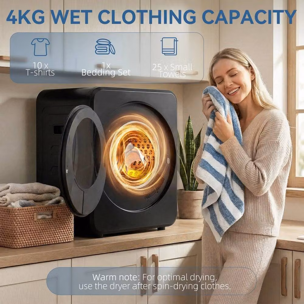 PAWNORA 4 kg Small Vented Countertop Tumble Dryer in Black – 5
