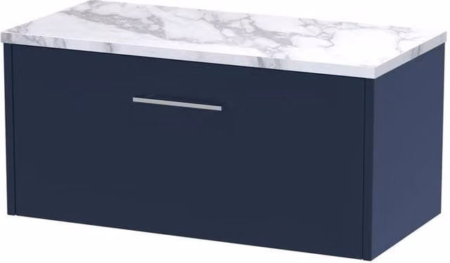 Balterley Winshill Contemporary 1 Drawer Wall Hung Vanity Unit, Blue, Width: 80 cm