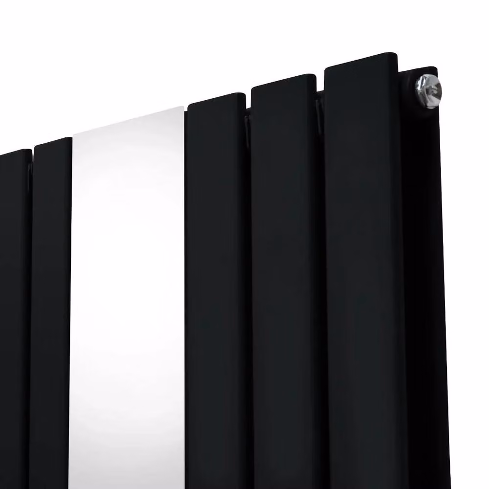 Monstershop Black Steel Mirror Radiator and Valves W: 180 cm, H: 56.5 cm – 8