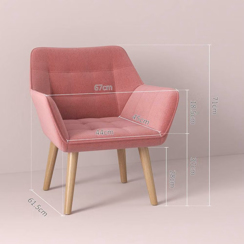 KORVIXA Pink Velvet Accent Chair with Armrests and Modern Tub Design – 2