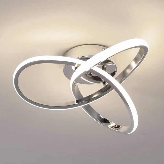 Pheashine Chrome Intertwined Clover LED Ceiling Light, 30W, 4500K Neutral White