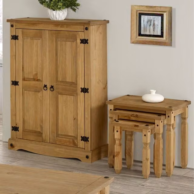 Core Products Corona Two Door Waxed Pine Storage Cupboard in Antique Brown