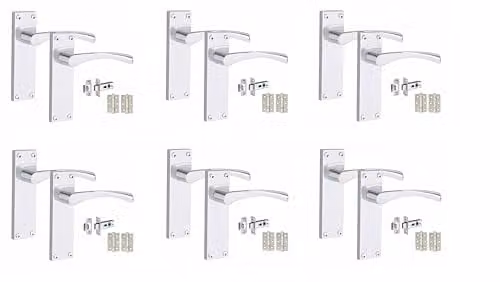 Golden Grace Victorian Scroll Latch Handles in Polished Chrome, 6 Sets