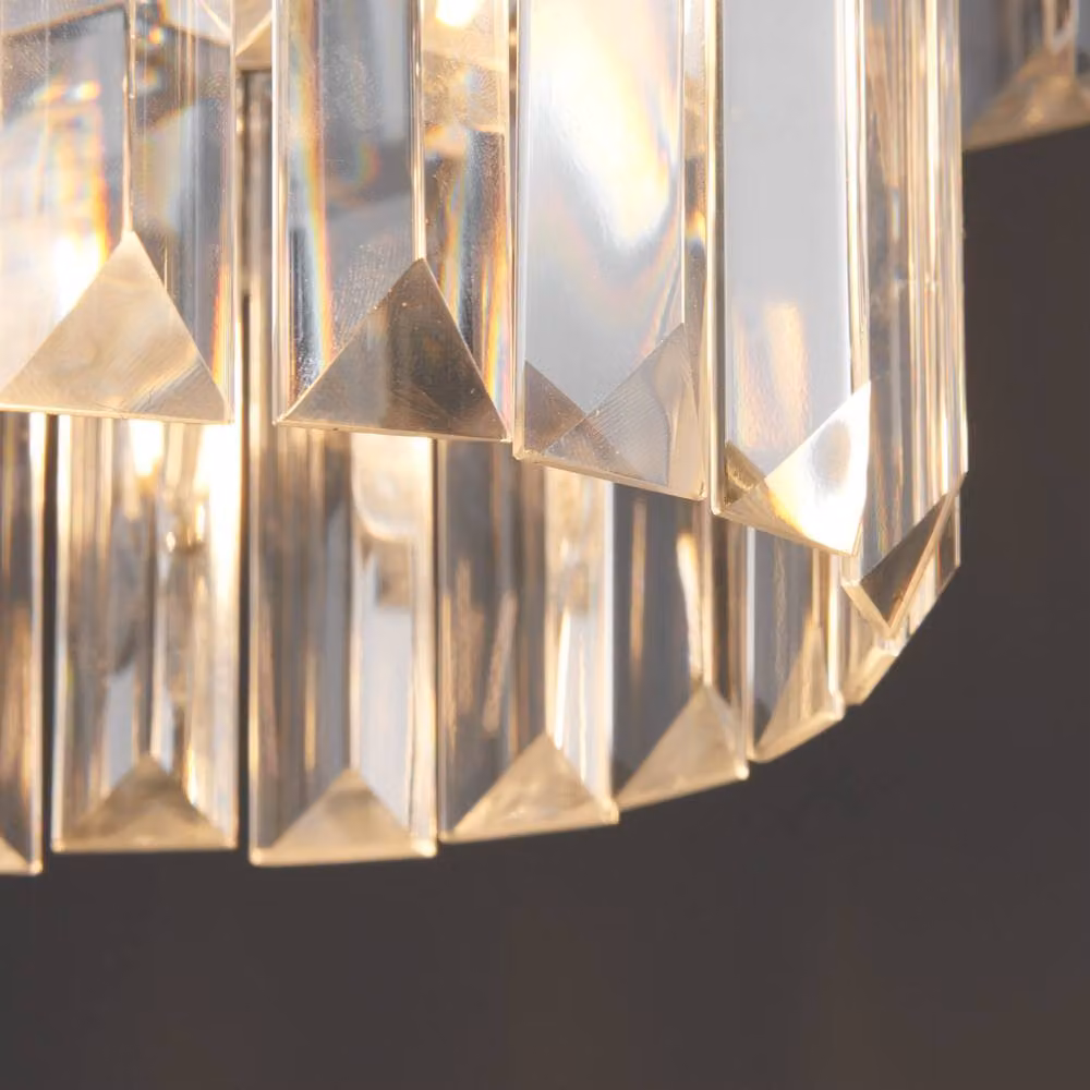 First Choice Lighting Knightsbridge Two Tier Glass Ceiling Pendant Light in Silver and Transparent – 3