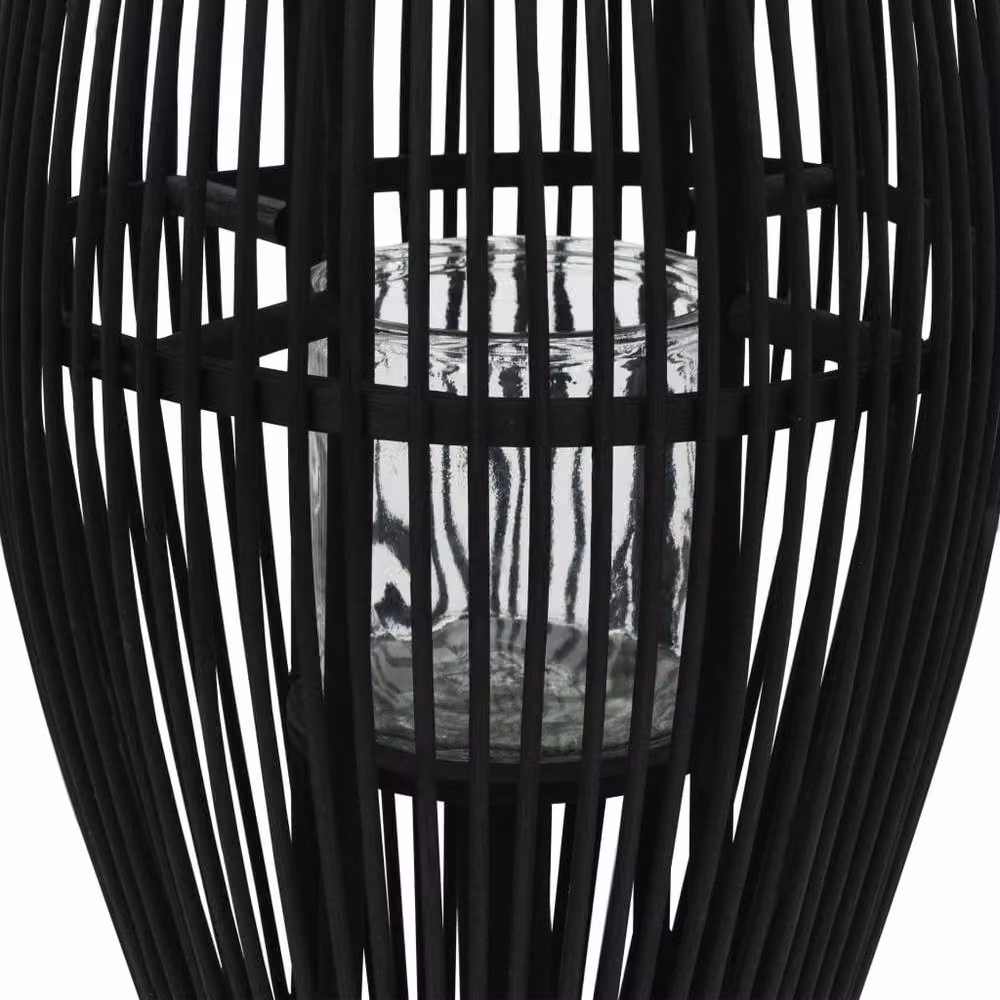 Berkfield Home Hanging Bamboo Candle Lantern Holder, Black, Height: 60 cm – 3