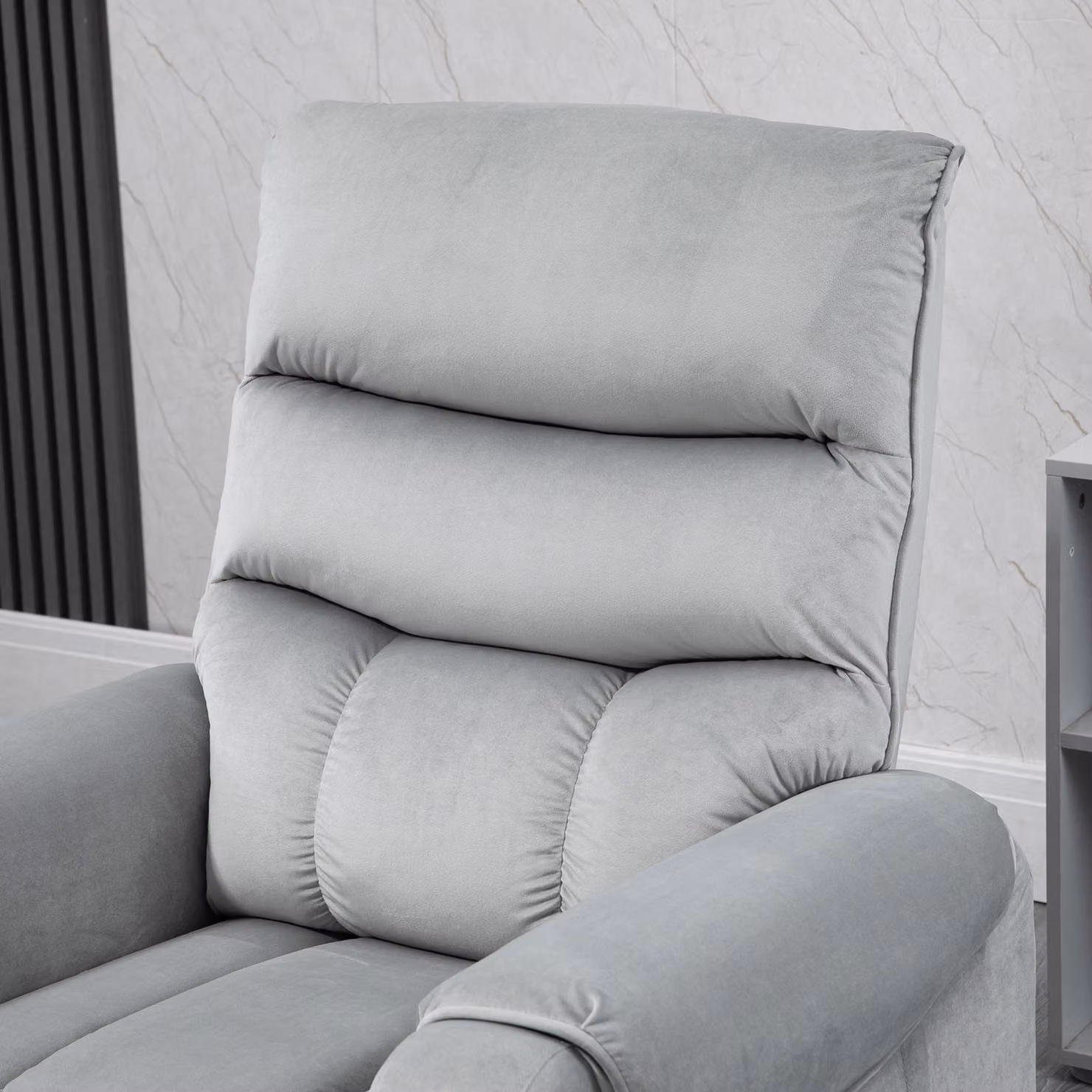 HOMCOM Electric Power Lift Recliner with Vibration Massage in Grey Velvet Fabric – 6