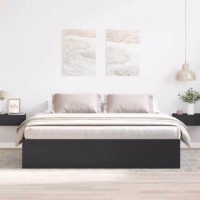 Berkfield Home Modern Black Pine Bed Frame W/D/H: 200 x 35 x 203 cm