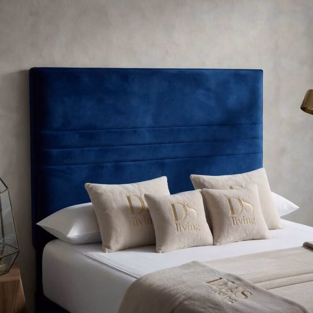 DS Living Harrington Blue Velvet Upholstered Super King Divan Bed W/D/H: 200 x 200 cm – 2