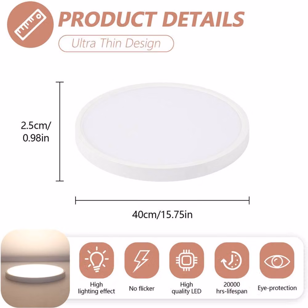 COMELY Round LED Ceiling Light, 36W, 5000K Cool White, White – 2