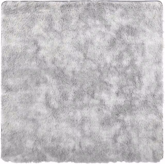 Berkfield Home NAVARRA Shaggy High Pile Square Rug in Silver Grey, W/D: 120 x 120 cm – 1
