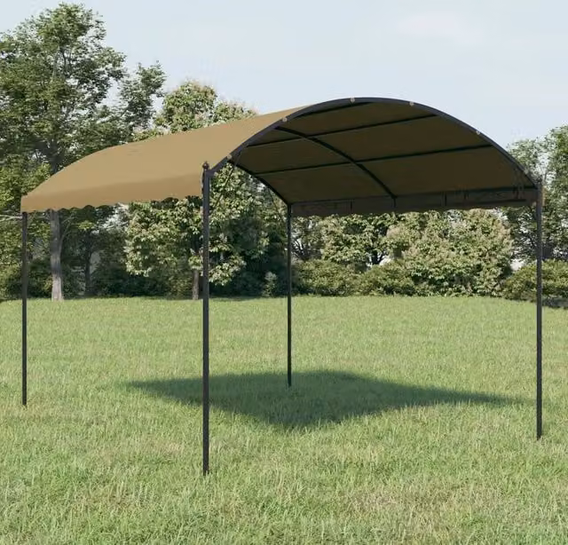 Berkfield Home Curved Gazebo in Beige, W: 400 cm, D: 300 cm, H: 260 cm – 1
