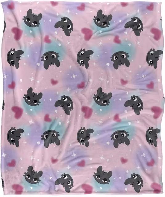 NBCU Toothless Air Brush Heads Super Soft Throw Blanket, Multicolour, Small – 1