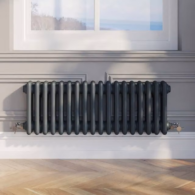 Temprazo Anthracite Steel Wall Mounted Radiator H: 119 cm, W: 30 cm, D: 10 cm