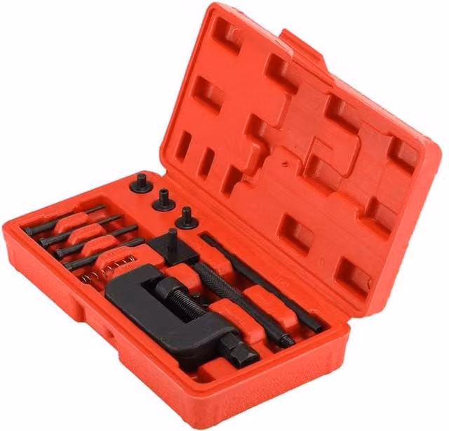 Nordara 13pc Steel Motorcycle Chain Breaker and Riveter Set in Black