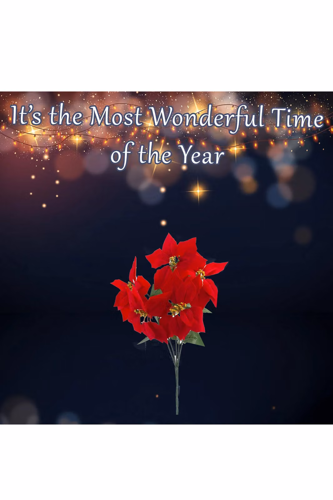 VFM e-Store 7 Head Red Poinsettia Floral Christmas Decoration, 48 cm – 3