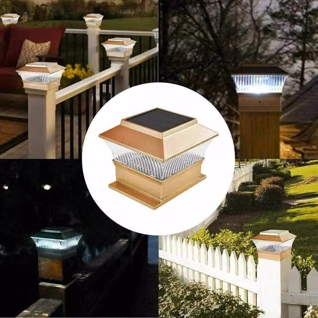 NESTLUNE Raxter Solar LED Outdoor Post Lantern in Gold/Brass