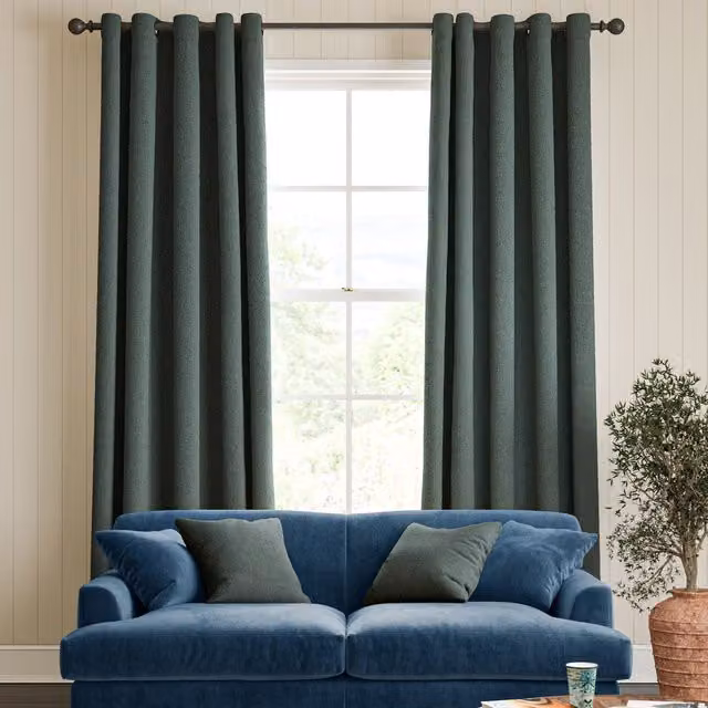 William Morris Reed Made To Measure Blackout Eyelet Curtains in Mineral