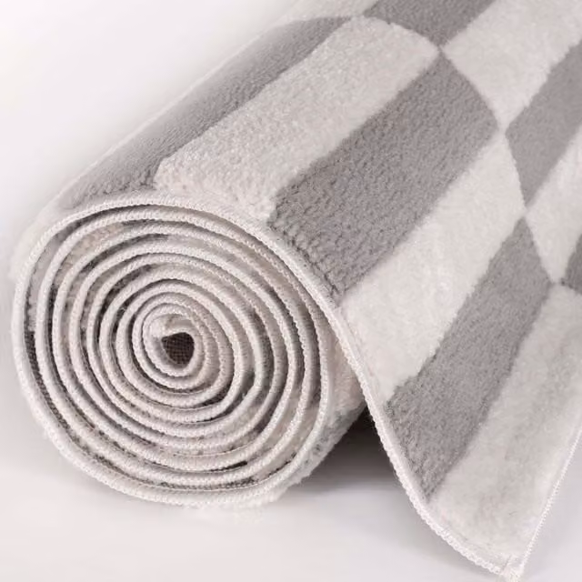 The Rugs Loft Offset Striped Textured Grey Rectangular Rug W: 240 cm, D: 340 cm