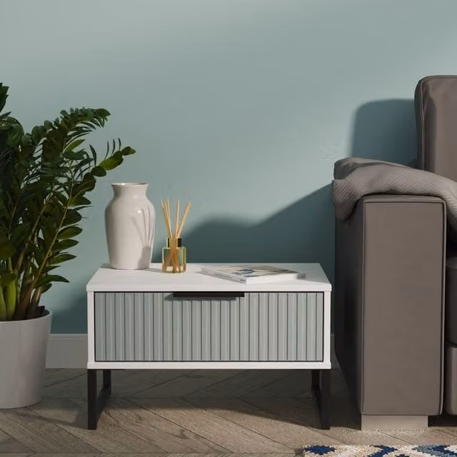 2 U Menai Ready Assembled 1 Drawer Wide Side Table in Duck Egg Blue – 1