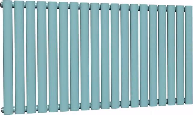 Lux Heat Oval Horizontal Coloured Steel Radiator in Caribbean Sea, W: 114 cm, H: 60 cm