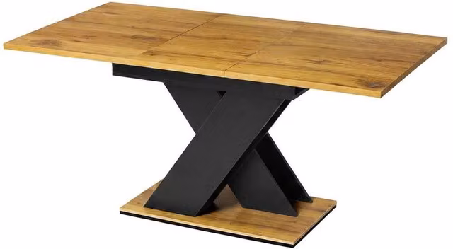VOGREX Modern Extendable Rectangular Dining Table in Brown and Black with Wood Finish, W/D/H: 120 x 80 x 75 cm – 1