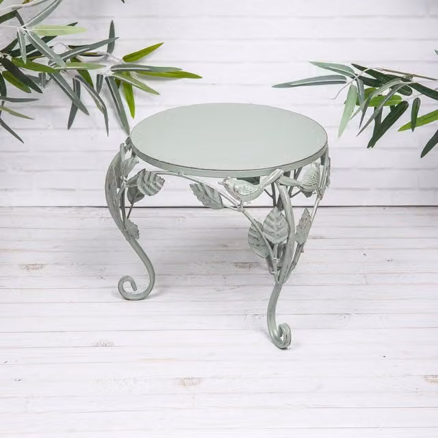 Annibells Vintage Green Metal Tabletop Plant Stand, Diameter: 26 cm