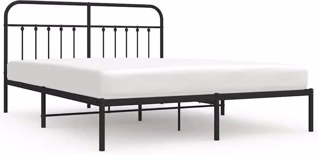 Berkfield Home Metal Bed Frame with Headboard in Black, W: 183 cm, L: 213 cm – 1