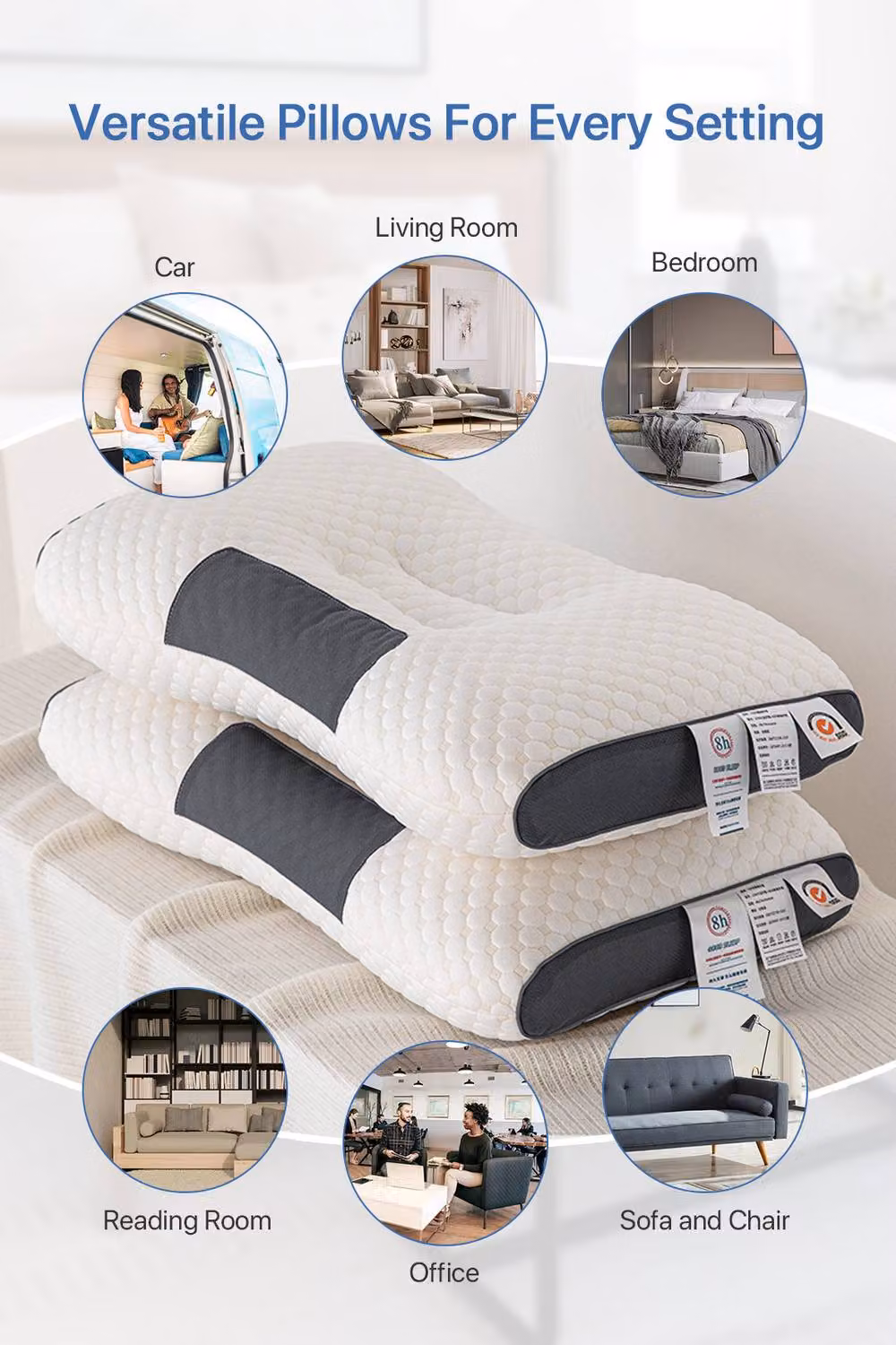 ExtraStar 2-Pack Contoured Orthopaedic Pillows in White, Ergonomic Neck Support for Adults – 2