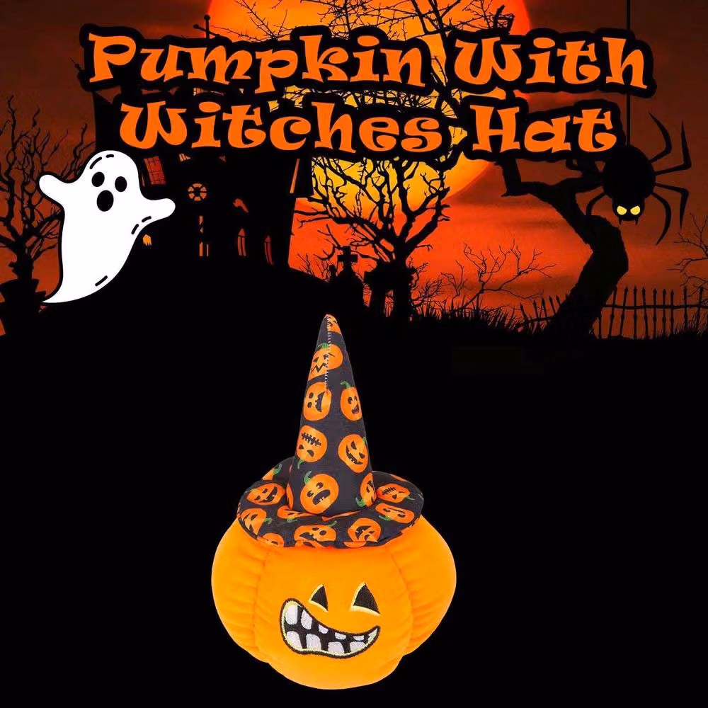 VFM e-Store Pumpkin Soft Toy Halloween Decoration in Orange and Black, W/D/H: 23 x 16 x 1 cm – 3