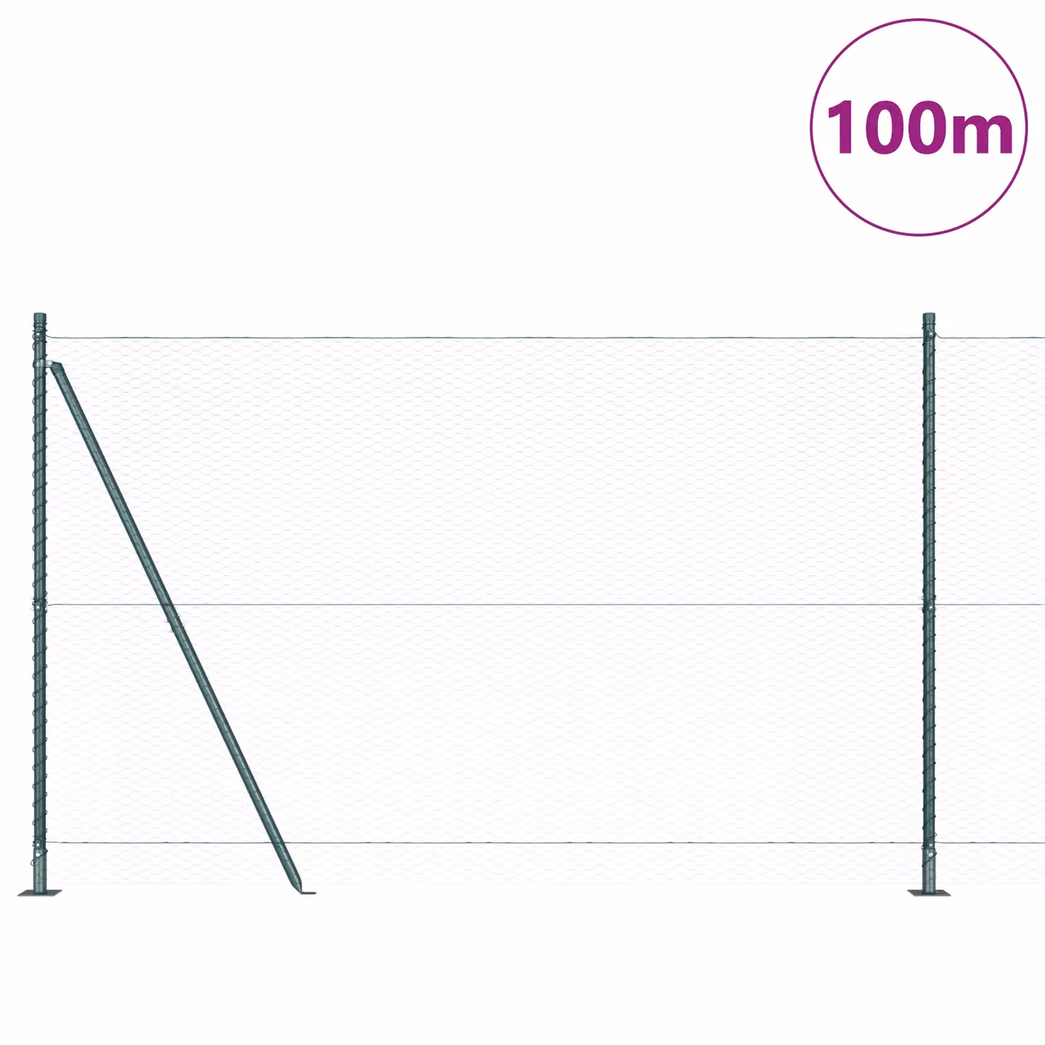 Berkfield Home Green PVC-Coated Steel Hexagon Fence, H: 160 cm x W: 100 m – 2