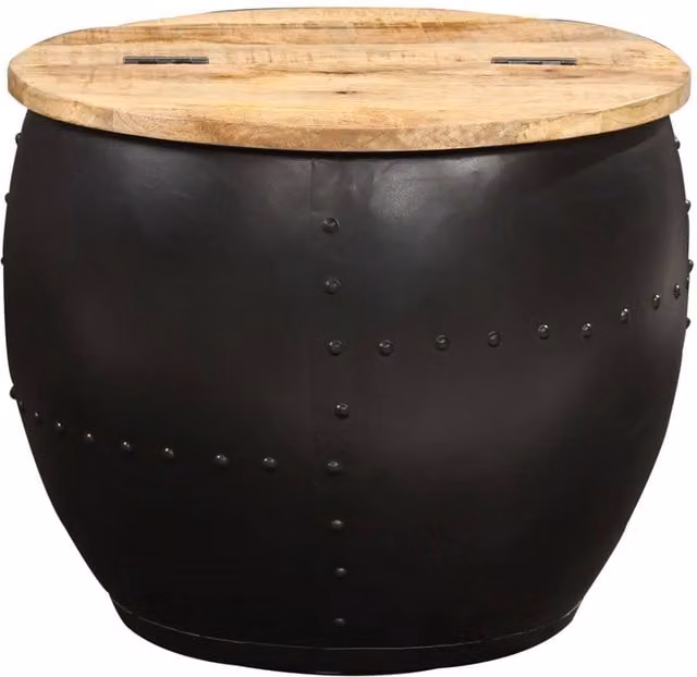 Berkfield Home Round Mango Wood Coffee Table in Brown, W: 53 cm, D: 43 cm