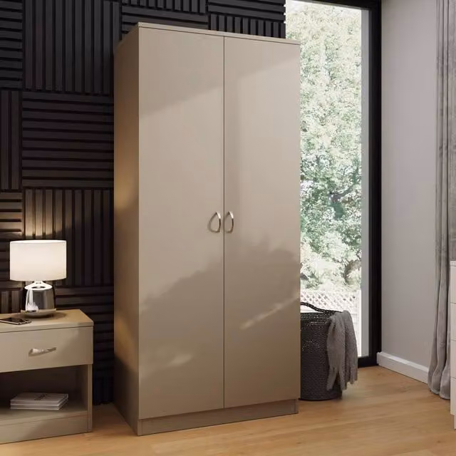 FWStyle Modern 2 Door Double Wardrobe in Beige – 1